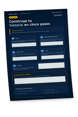 Plantilla 2 en tamaño mediano Vista previa de la plantilla Construye tu historia en cinco pasos